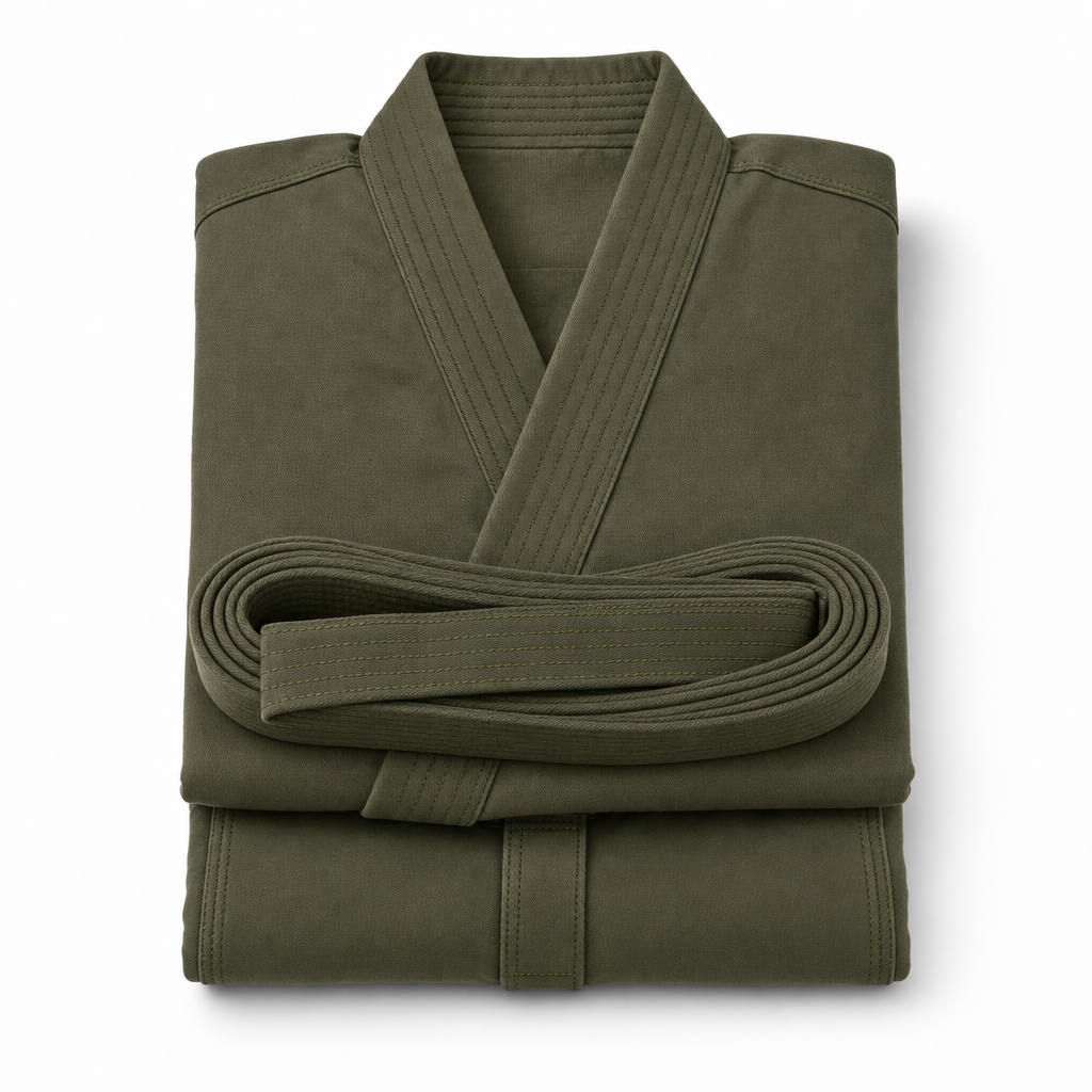 Ken Gi (Cosplay) — Military Green colourway: folded wrap top with obi belt and trousers, primary product view