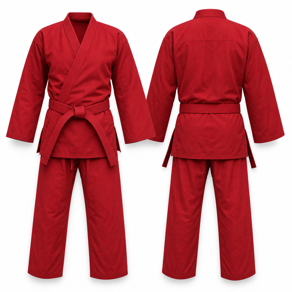 Ken Gi (Cosplay) — Red colourway: back detail of the wrap top showing rear shoulder seam and tail ties