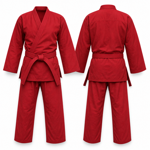 Ken Gi (Cosplay) — Red colourway: back detail of the wrap top showing rear shoulder seam and tail ties