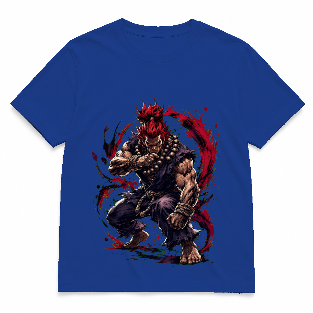 Street Fighter Forever — Akuma Royal Blue tee