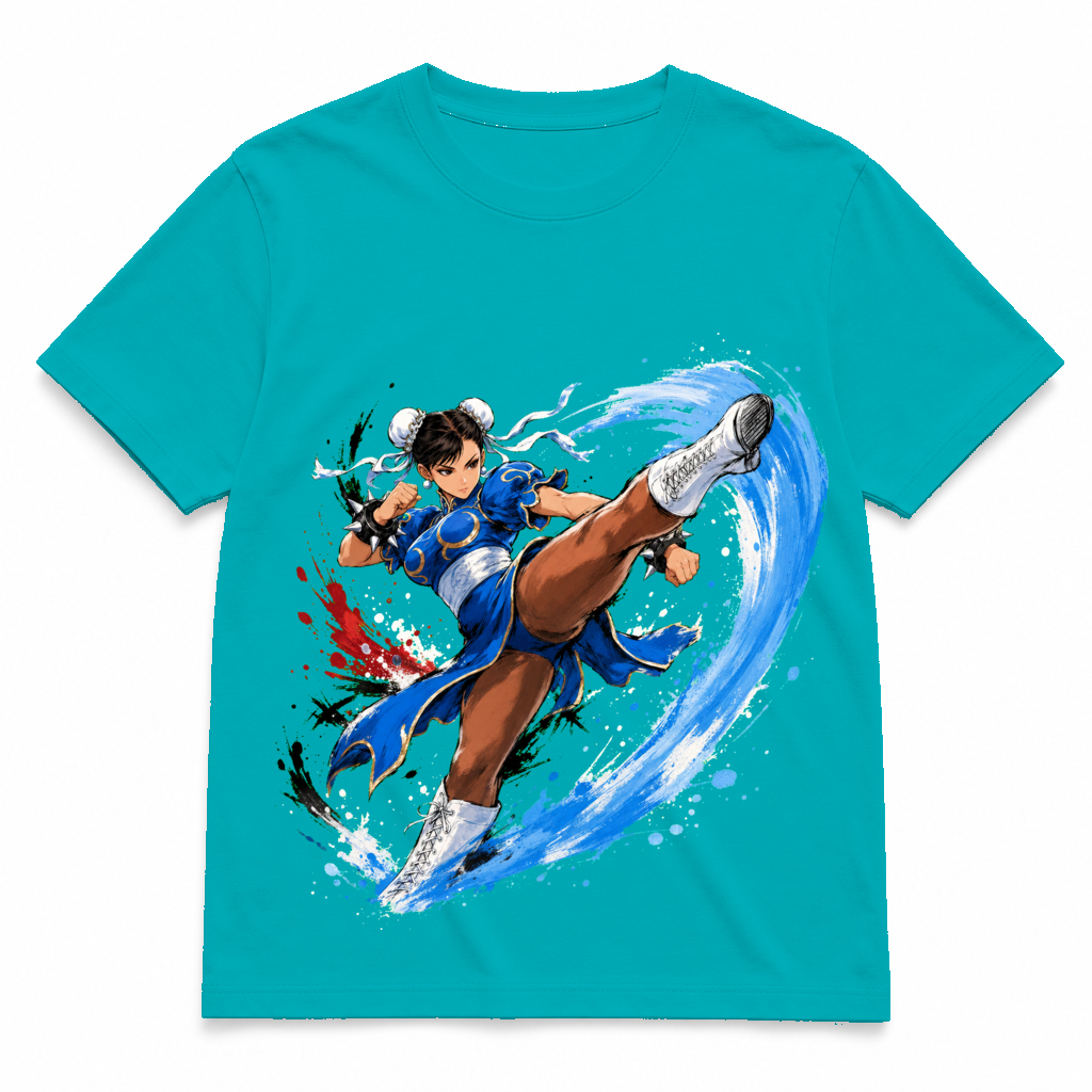 Street Fighter Forever — Chun-Li Electric Cyan tee
