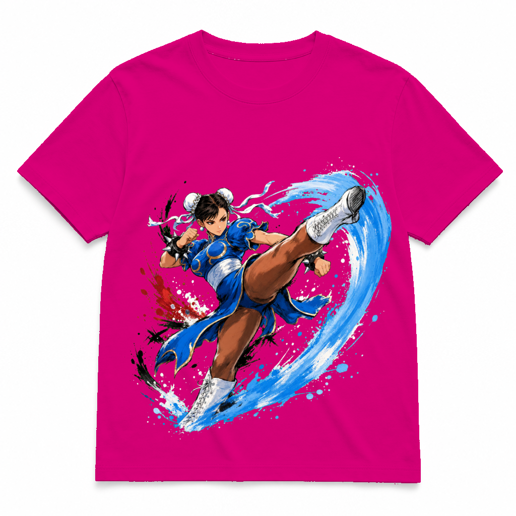 Street Fighter Forever — Chun-Li Spray Magenta tee