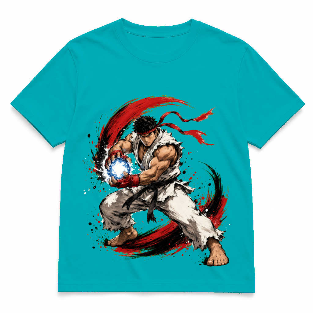 Street Fighter Forever — Ryu Electric Cyan tee