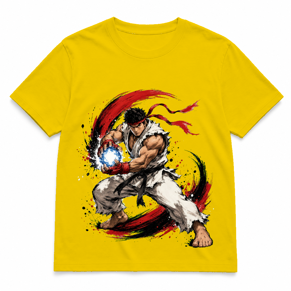 Street Fighter Forever — Ryu Hi-Vis Yellow tee